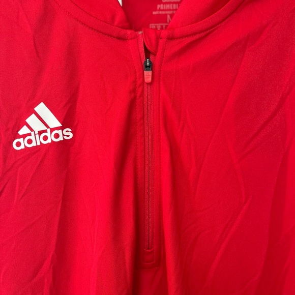 NWT Adidas Men’s Sideline 1/4-Zip Knit Pullover M Red / White - Picture 5 of 16